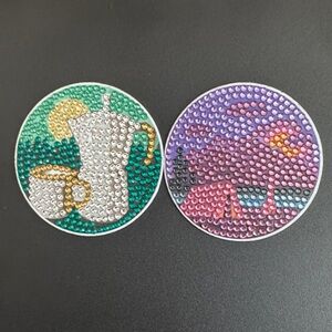 ✨ Handcrafted Diamond Art Magnet Set – Cozy Coffee & Camping Night - Set of 2